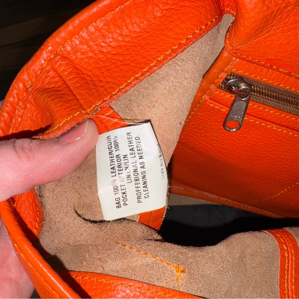 Crate&Barrel Orange Leather Tote Bag - Picture 8 of 11
